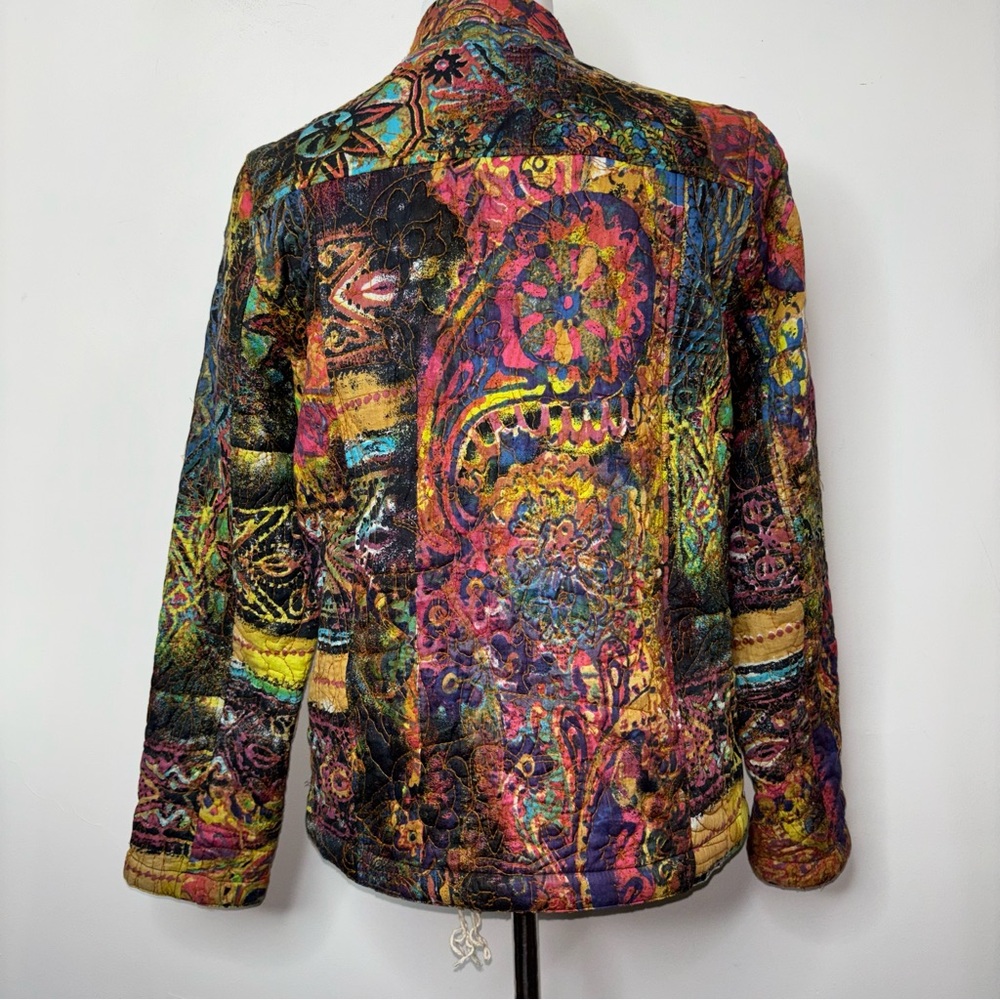 Chadwicks Reversible Jacket Women 12 Quilted Art to Wear Textured Print Colorful - Picture 4 of 16